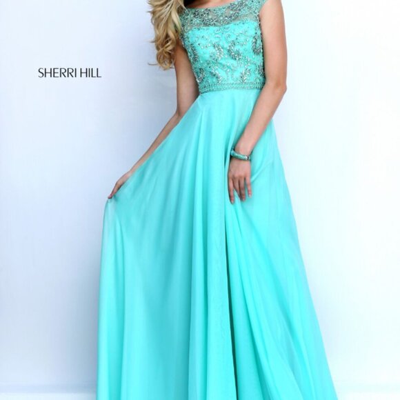 Sherri Hill Formal/Prom Gown Style 50132 NWT Seaform Size 6 - Picture 1 of 9